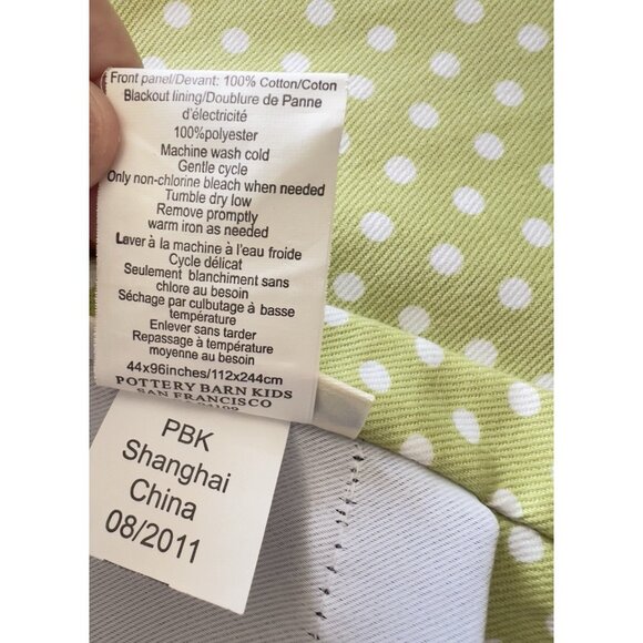 POTTERY BARN KIDS Curtain Blackout Polka Dots 100% Cotton 44W x 93L Single - Picture 8 of 9